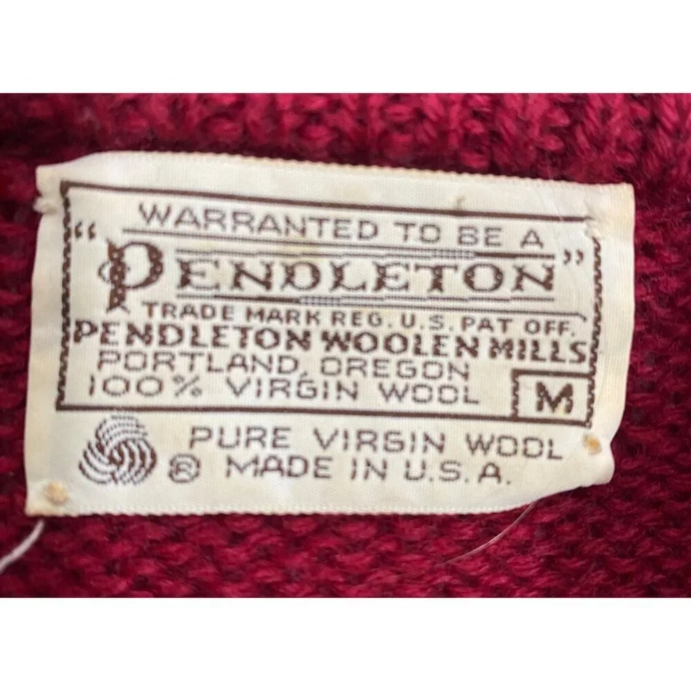 Pendleton vintage western knit Wool burgundy Red Sweater M USA 100% Virgin Wool